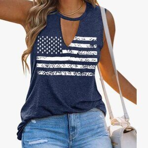 American Flag Sleeveless Graphic Tee, Keyhole